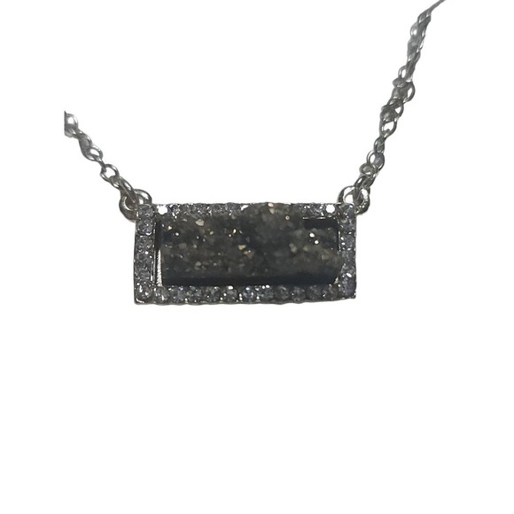 Genuine Stone Druzy Necklace 14k Gold Plated - Picture 2 of 4